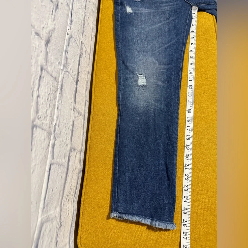 DL1961 Florence Instasculpt Cropped Distressed Mid Rise Jeans, Size 30 - Picture 12 of 13